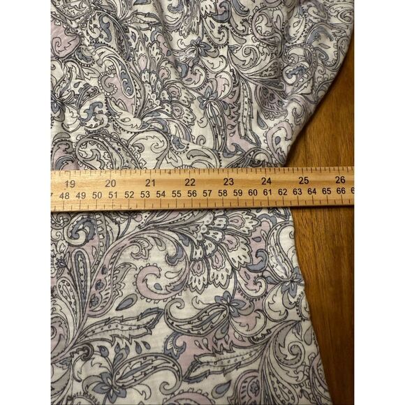 J Jill 2X Womens Shirt 3/4 Smocked Sleeve Square Neck Paisley Boho Peasant - Picture 7 of 8